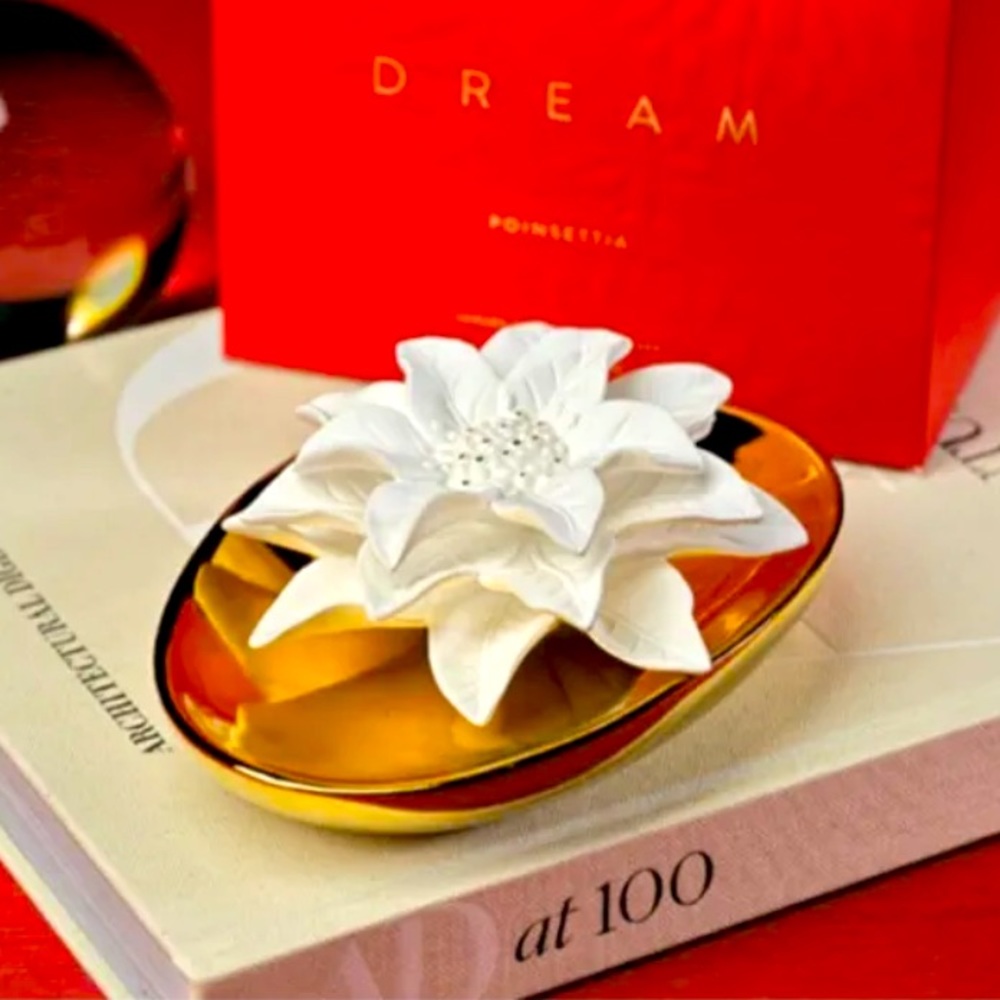 Refill Zodax Dream Holiday Porcelain Diffuser, Poinsettia, New/ Sealed